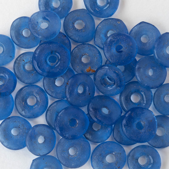 African Trade Donut Beads  - Blue - 20 beads