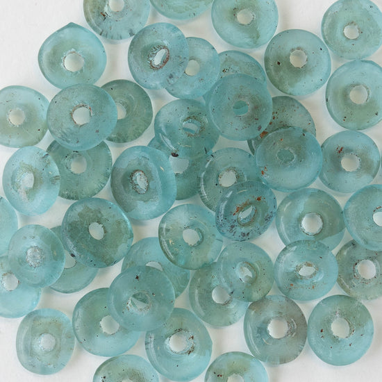 African Trade Donut Beads  - Seafoam - 20 beads