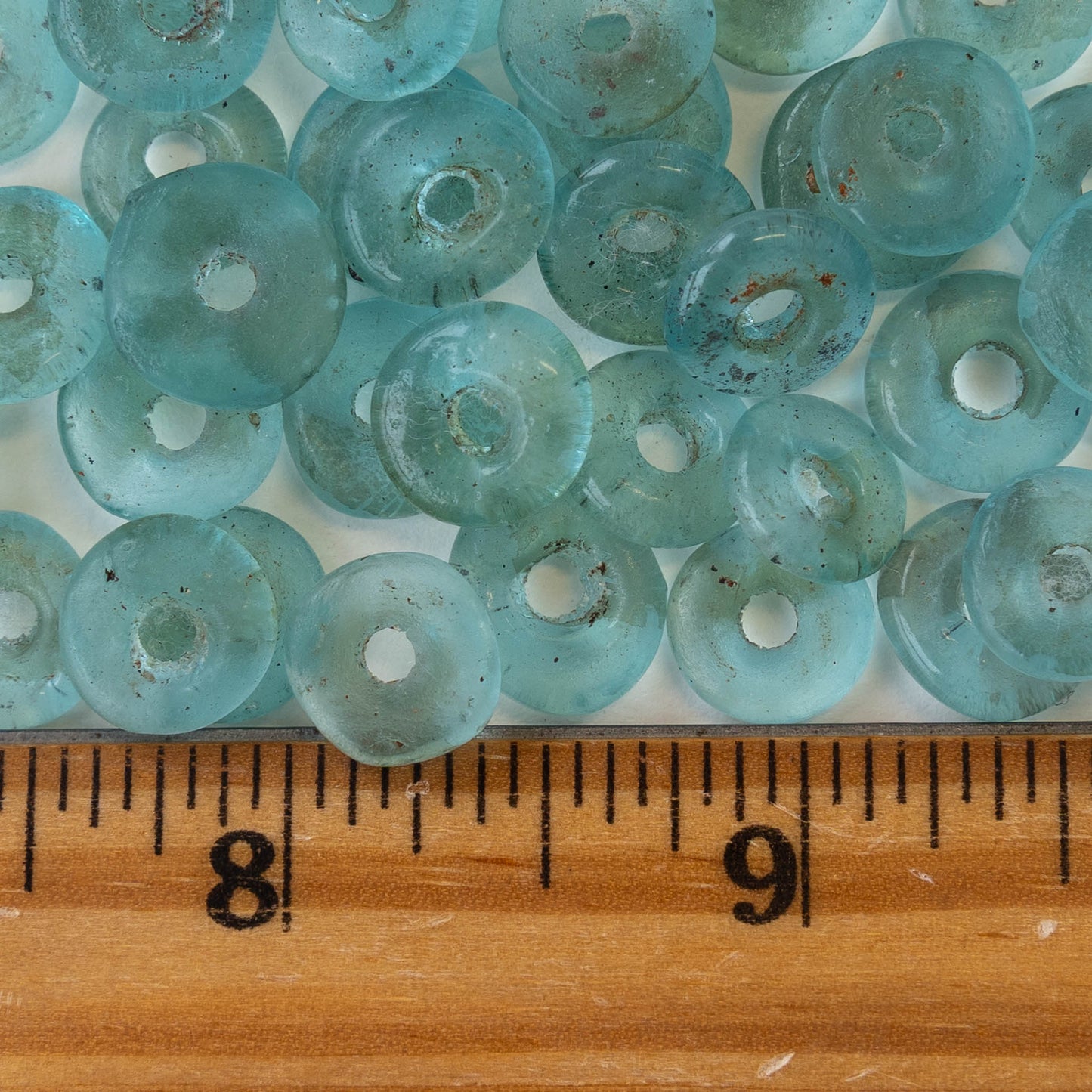 African Trade Donut Beads  - Seafoam - 20 beads