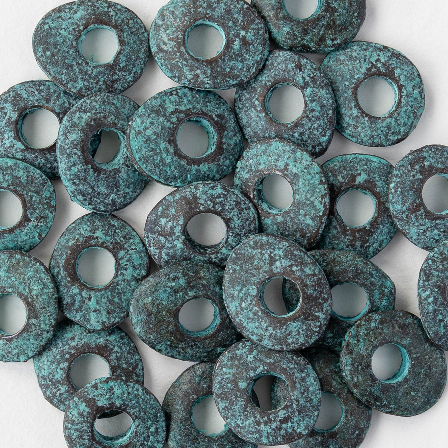 11x13mm Oval Washer Beads - Copper Patina - 6 or 12 beads