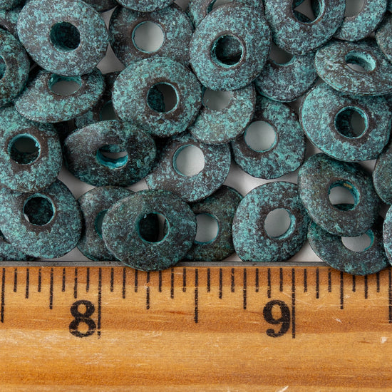 11x13mm Oval Washer Beads - Copper Patina - 6 or 12 beads