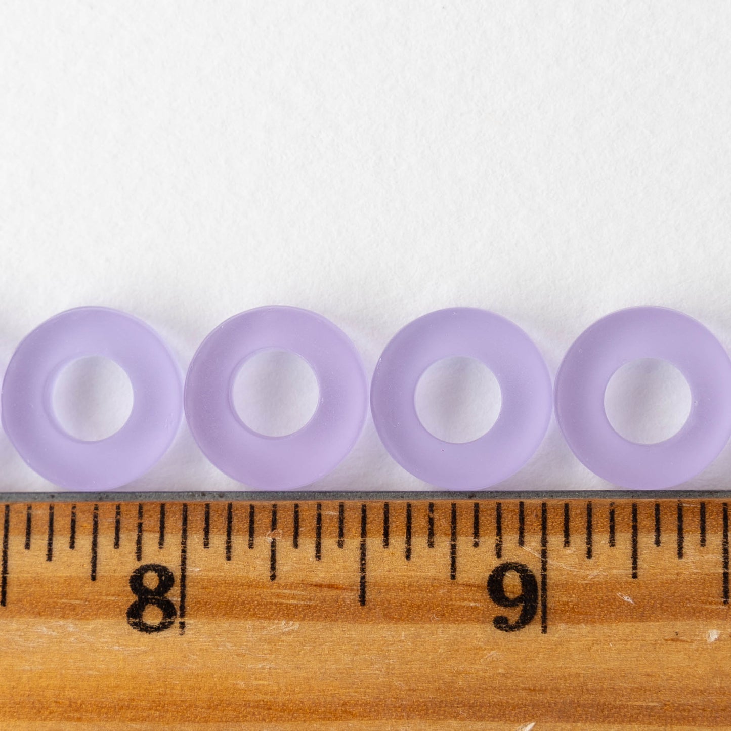 12mm Frosted Glass Rings - Lavender - 4 Rings