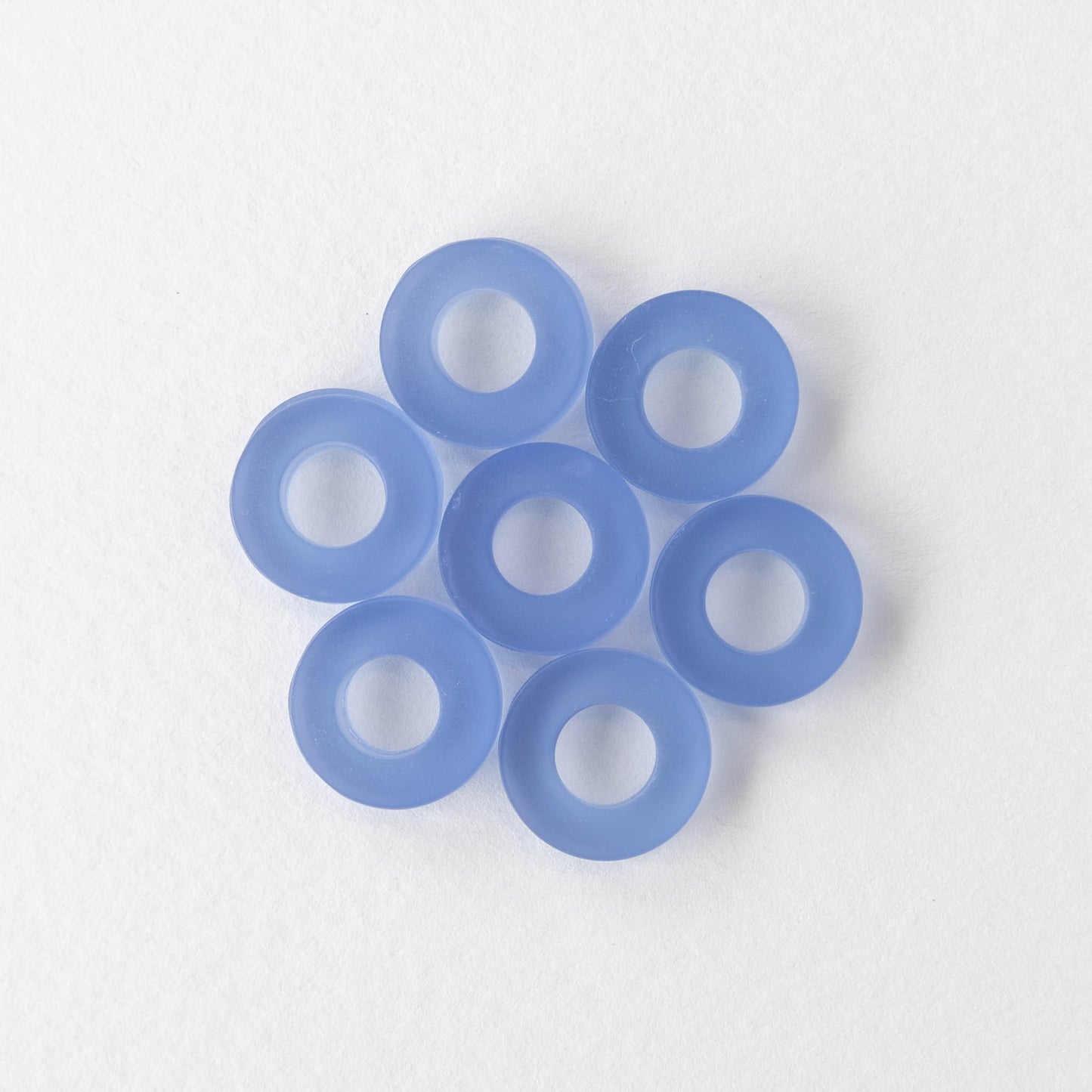 12mm Frosted Glass Rings - Lt. Sapphire Blue - 4 Rings