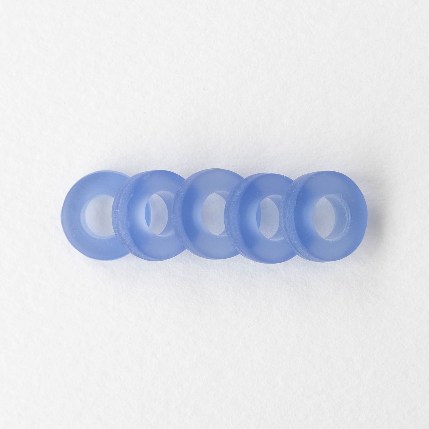 12mm Frosted Glass Rings - Lt. Sapphire Blue - 4 Rings