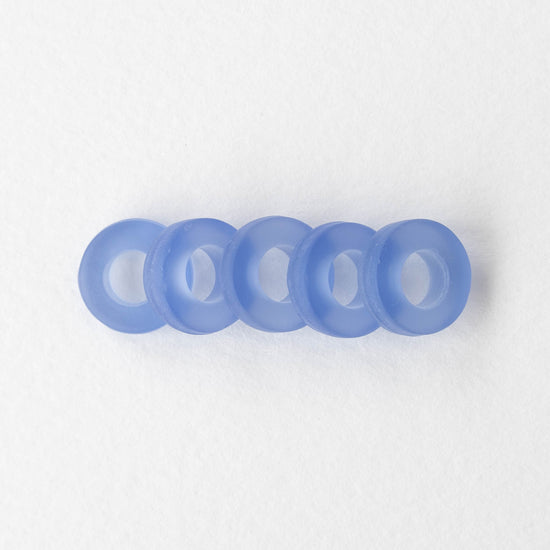 12mm Frosted Glass Rings - Lt. Sapphire Blue - 4 Rings