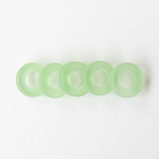 12mm Frosted Glass Rings - Peridot Green - 4 Rings