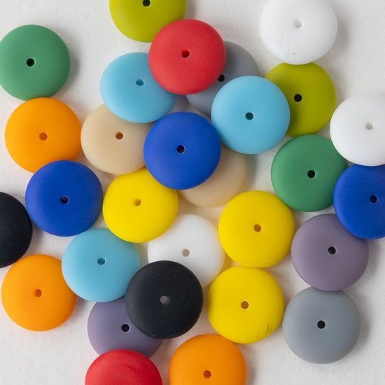12mm Rondelle Beads - Opaque Matte Mix - 25 Beads