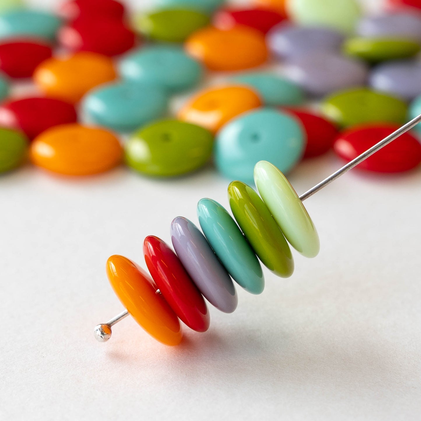 12mm Glass Rondelle Beads - Opaque Color Mix - 60 beads