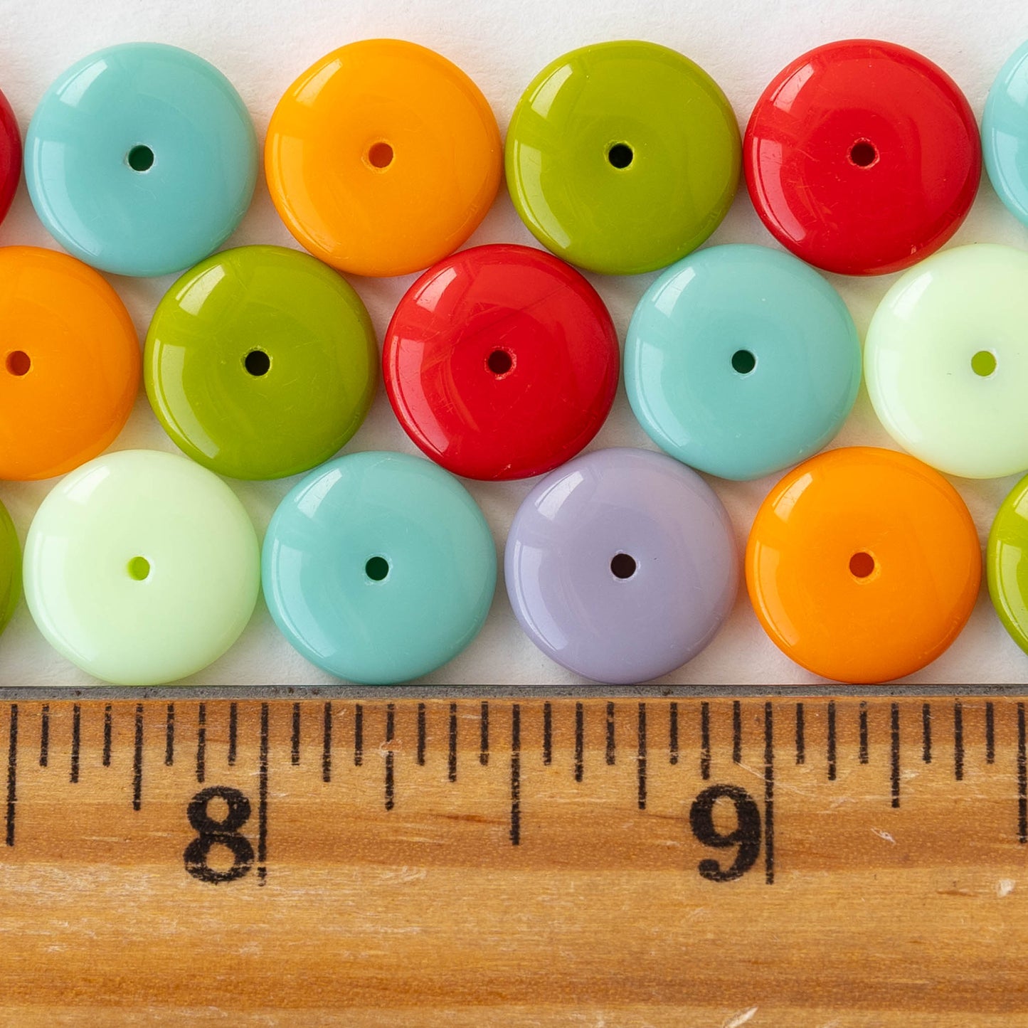 12mm Glass Rondelle Beads - Opaque Color Mix - 60 beads