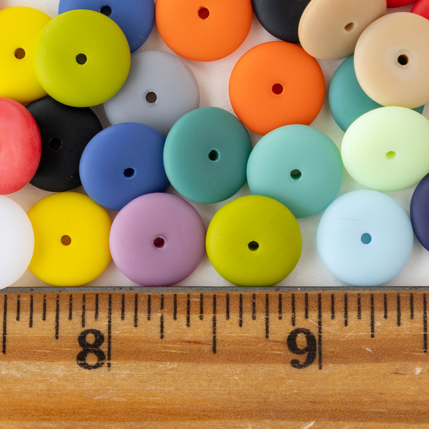 12mm Glass Rondelle Beads - Matte Opaque Rainbow Mix - 50 beads