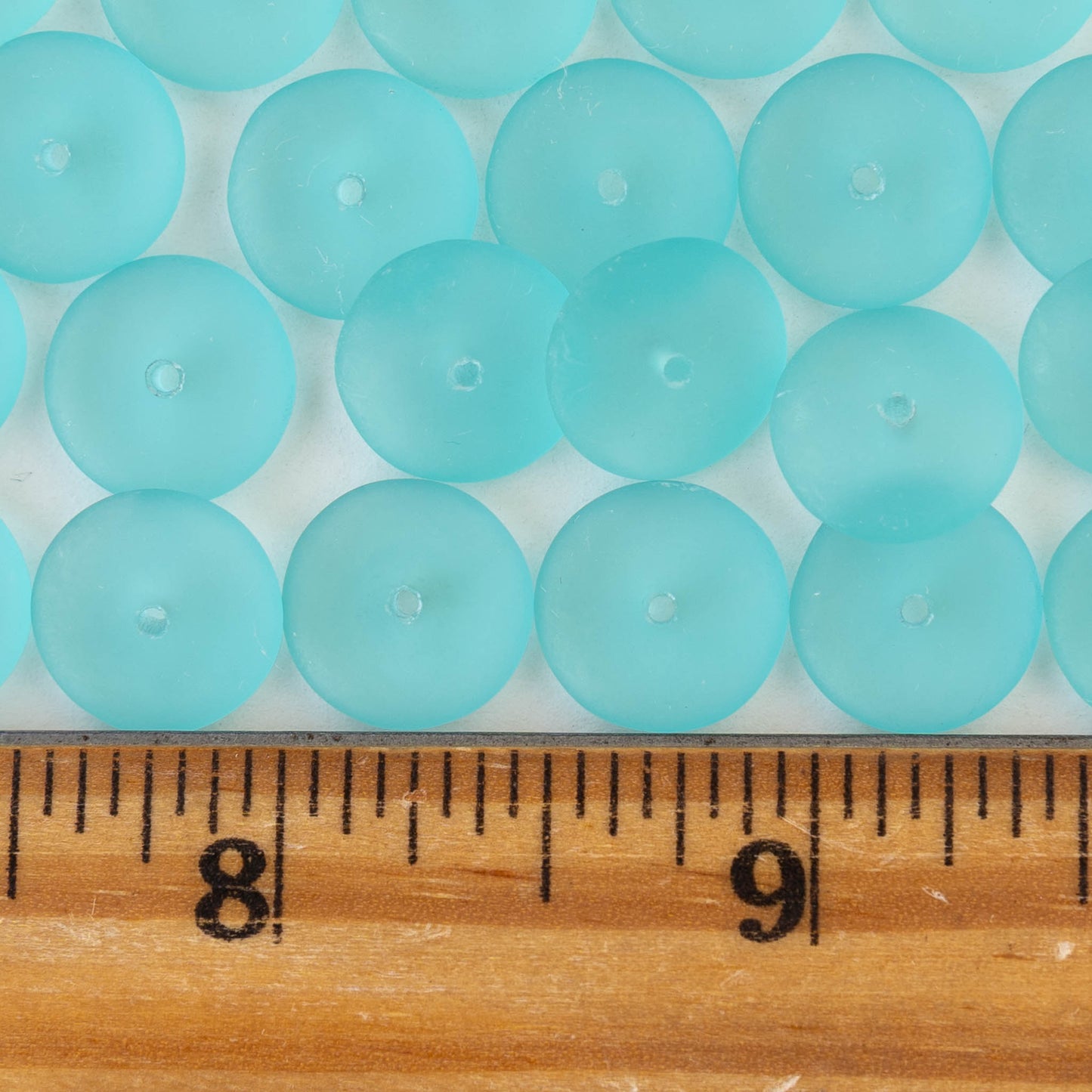 12mm Glass Rondelle Beads - Matte Seafoam - 30 or 90 beads