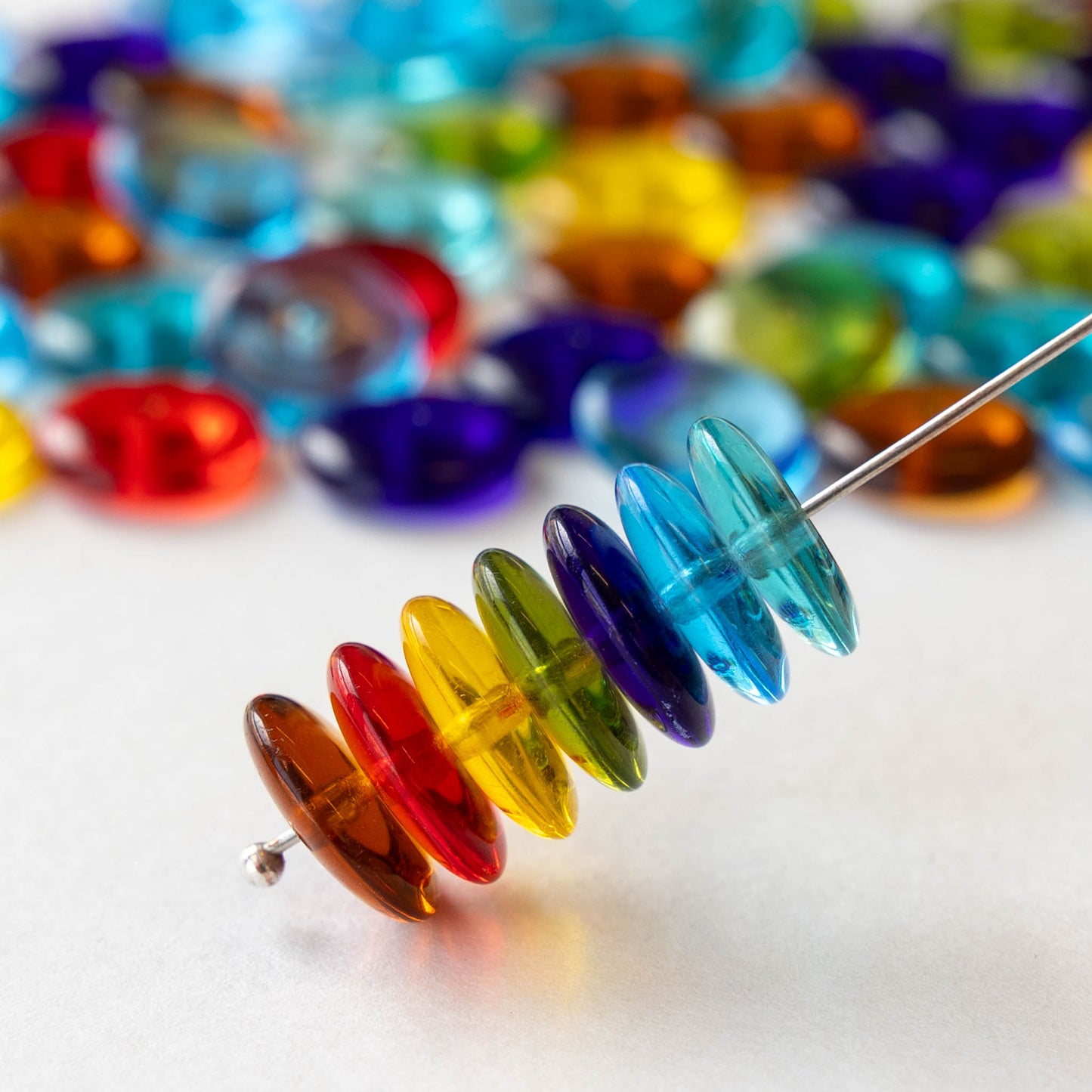 12mm Glass Rondelle Beads - Transparent Color Mix - 70 beads