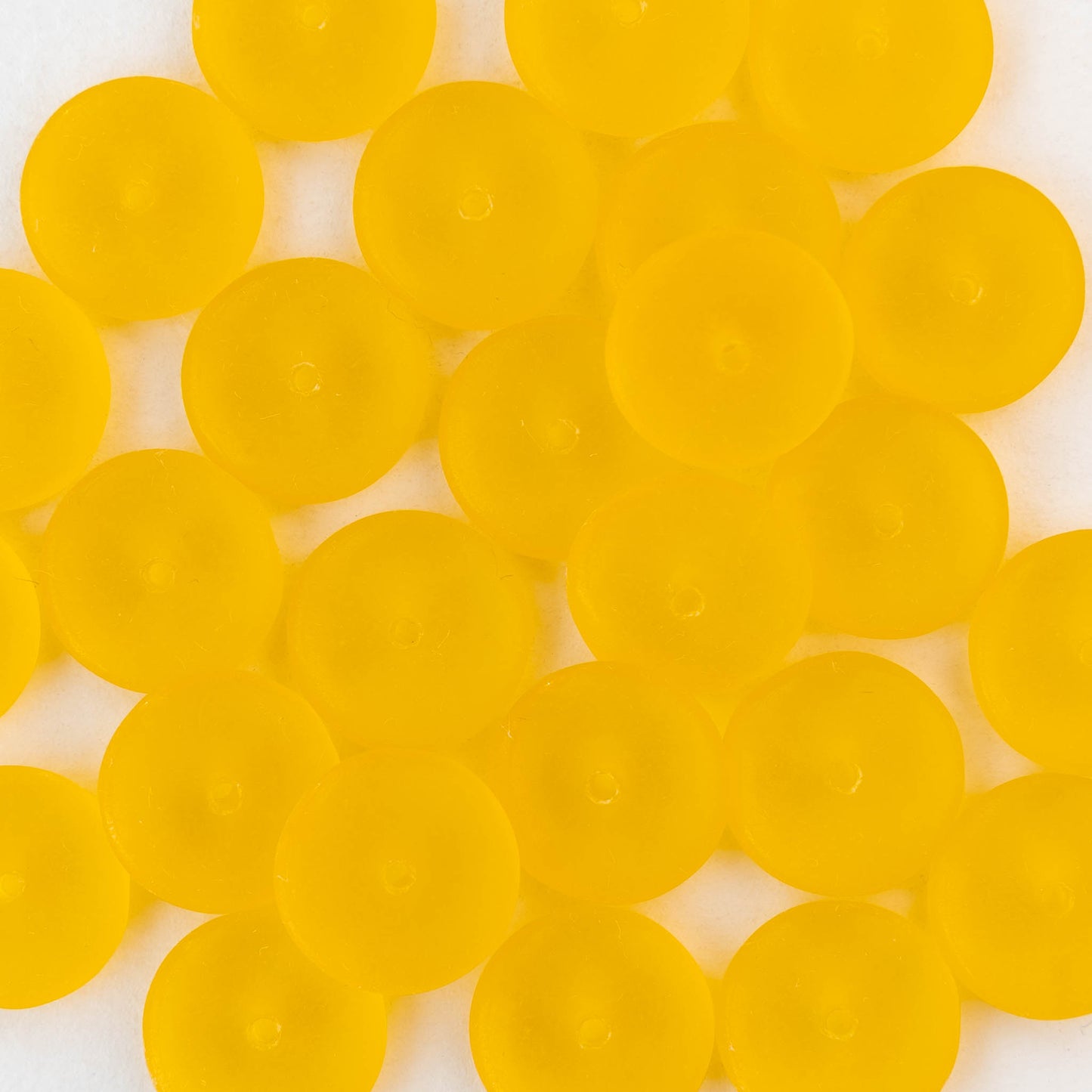 12mm Glass Rondelle Beads - Matte Yellow - 30 or 90 beads