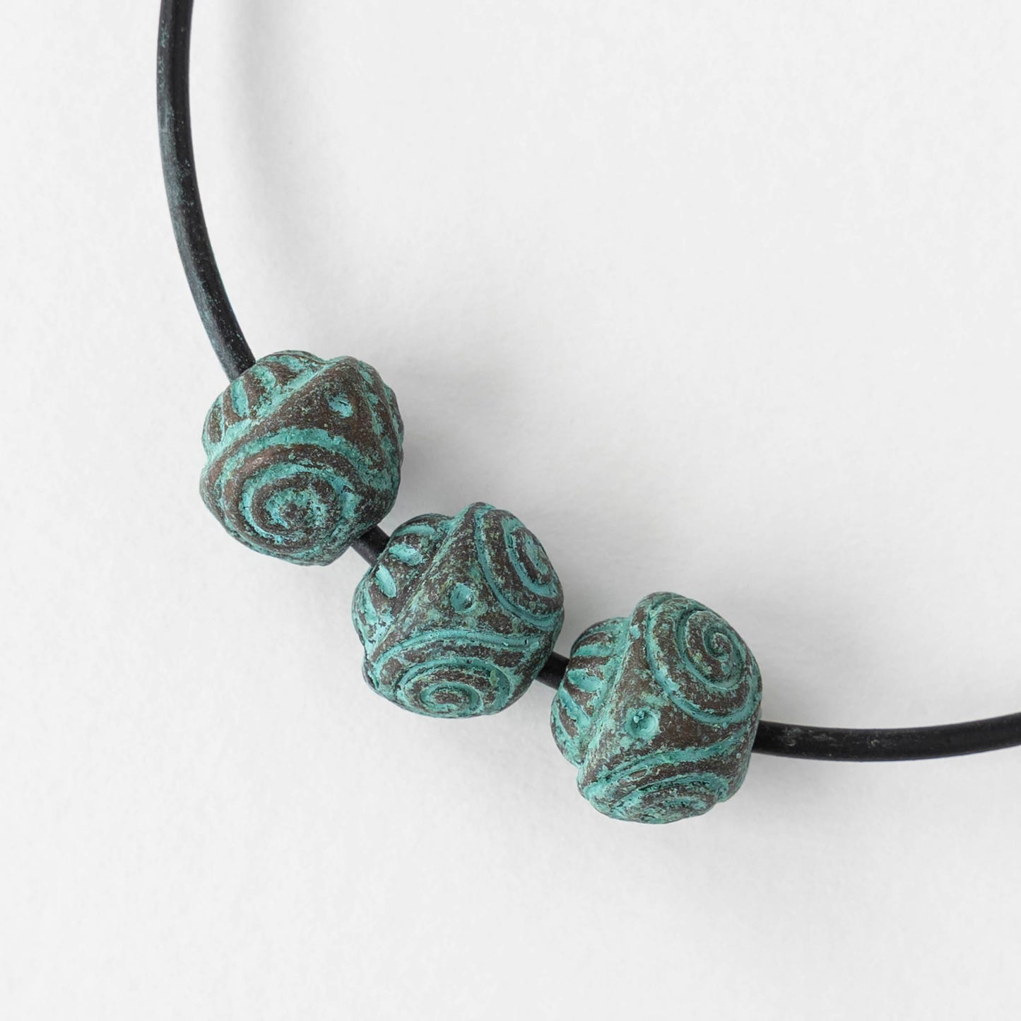 12mm Round Metal Beads - Blue Patina - 2 or 6 beads