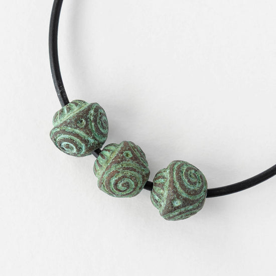 12mm Round Metal Beads - Green Patina - 2 or 6 beads