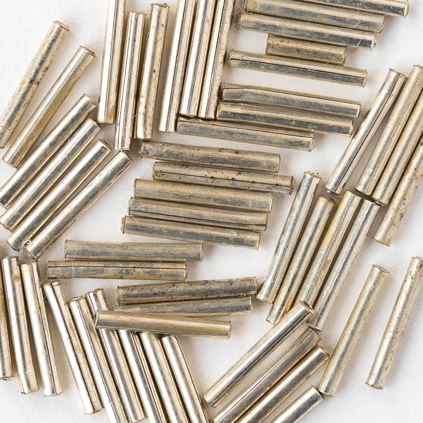 12mm Thin Silver Plated Tube Beads - 25 Beads