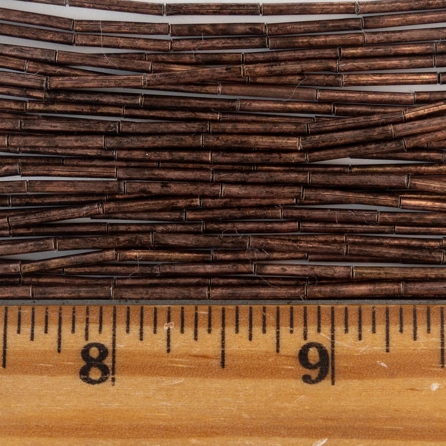 12mm Skinny Tube Beads - Oxidized Copper Plated Brass - 25