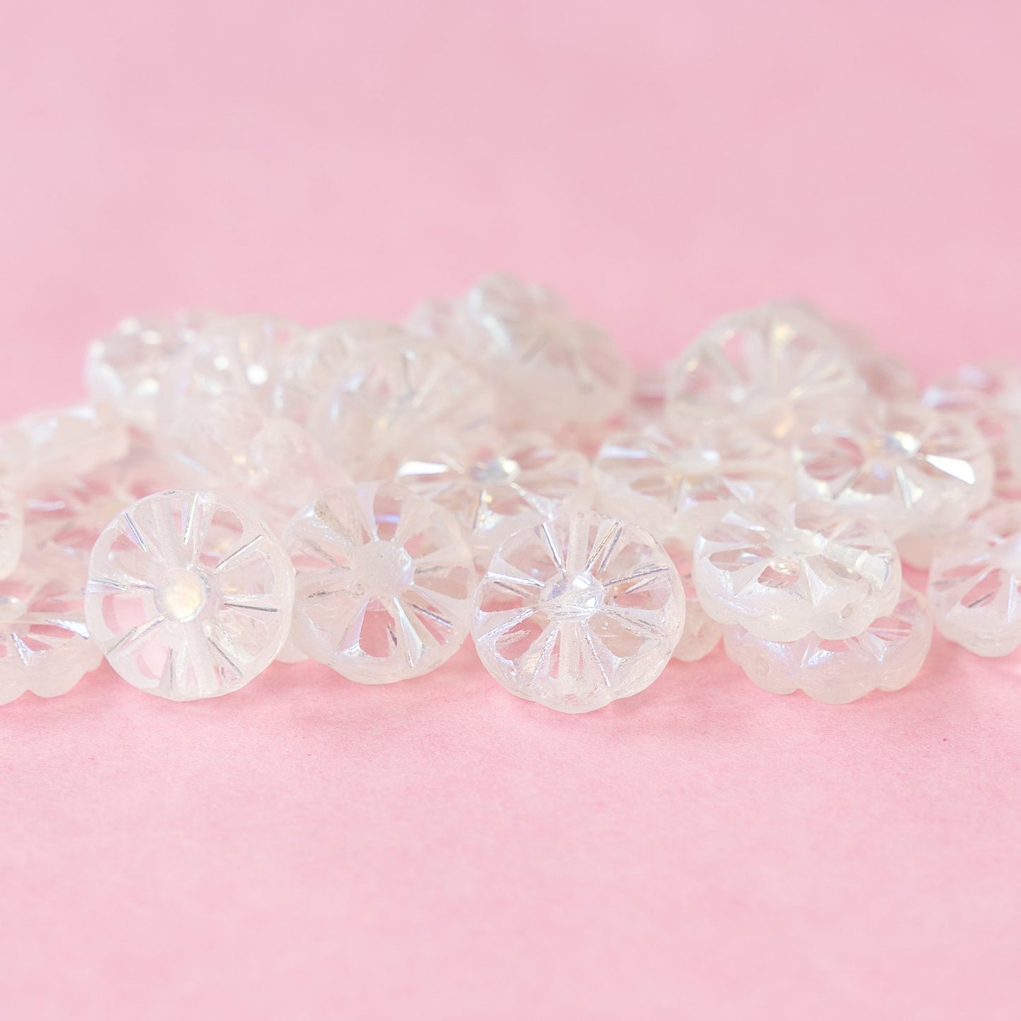 12mm Sunflower Coin Beads - Crystal AB - 8 beads