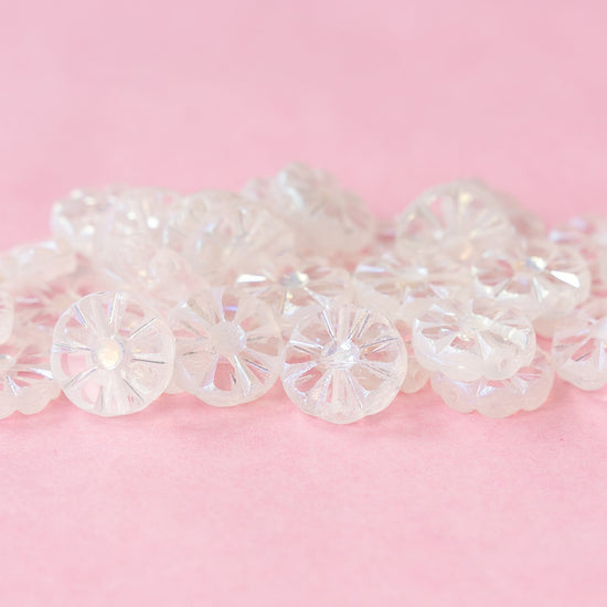 12mm Sunflower Coin Beads - Crystal AB - 8 beads