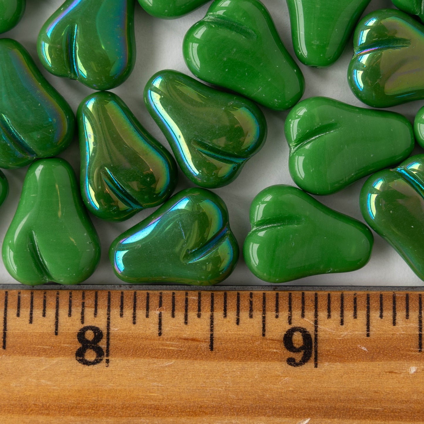 Pear Fruit Beads - Green AB - 10