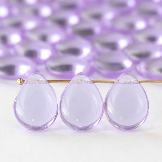 12x16mm Flat Glass Teardrop Beads - Lilac - 10 or30