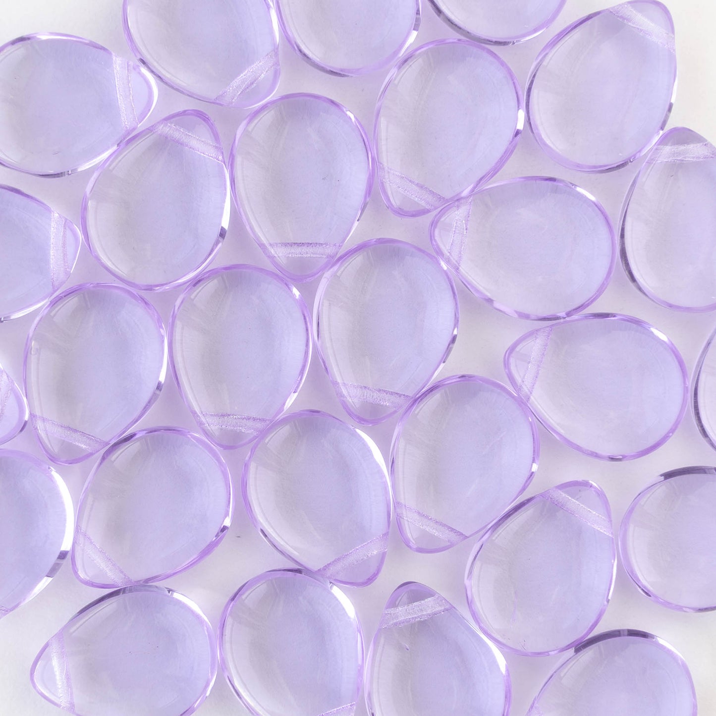 12x16mm Flat Glass Teardrop Beads - Lilac - 10 or30