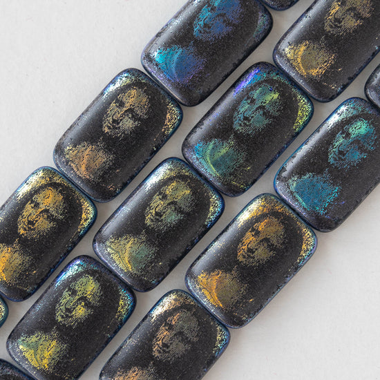 Mona Lisa Beads - 19mm Rectangle Beads - 6 Beads