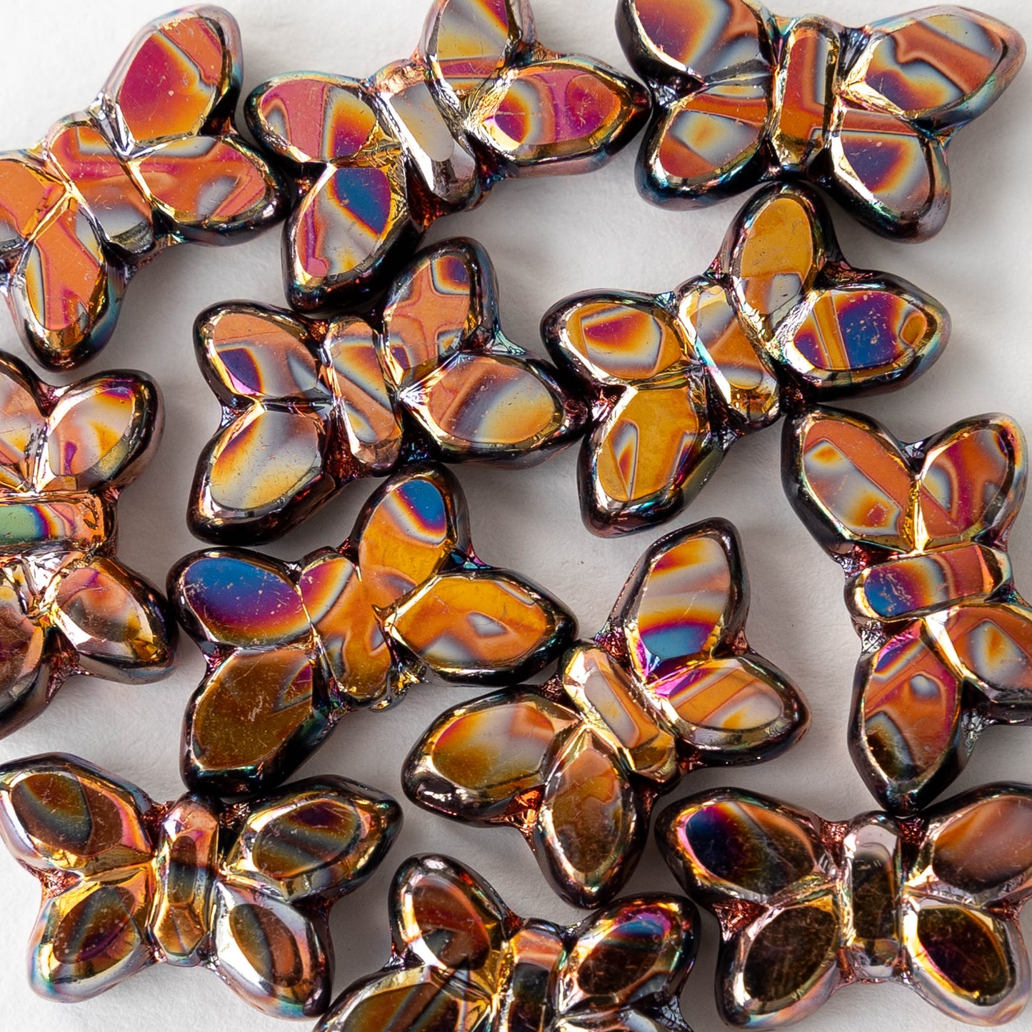 Glass Butterfly Beads - Gold Metallic Iris - 4 beads