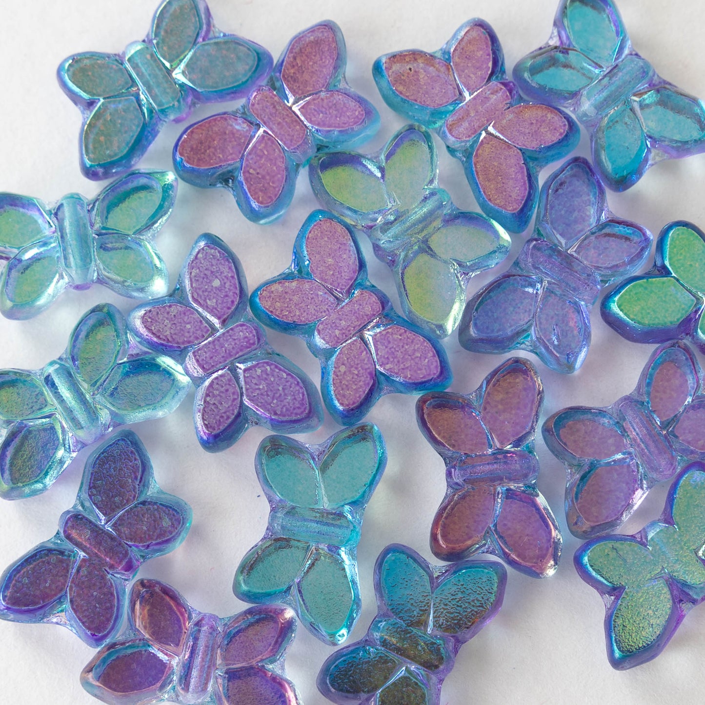 12x20mm Table Cut Butterfly Beads - Reflective Light Blue and Lavender - 4 or 12