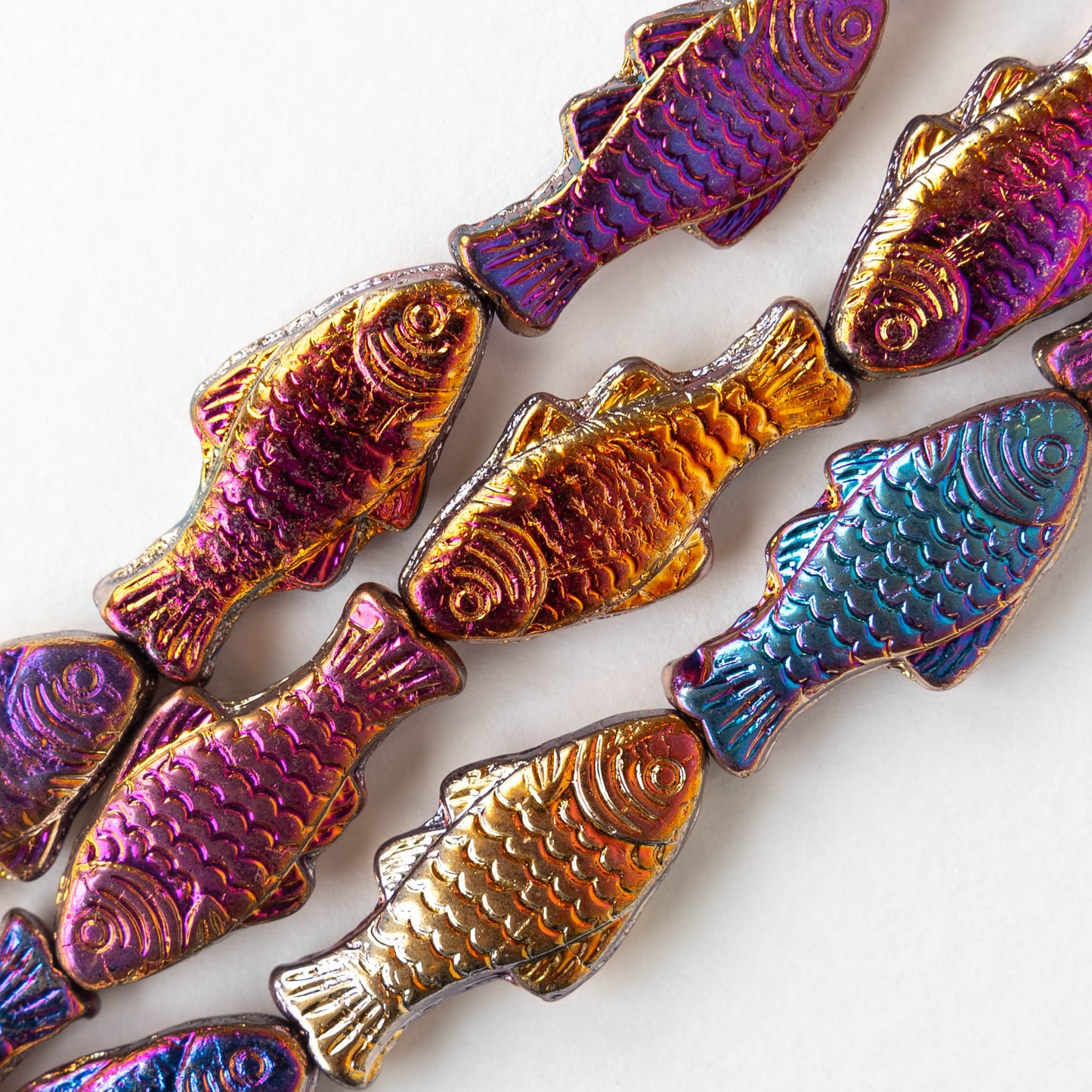 Glass Fish Beads - Iridescent Iris Mix - 6