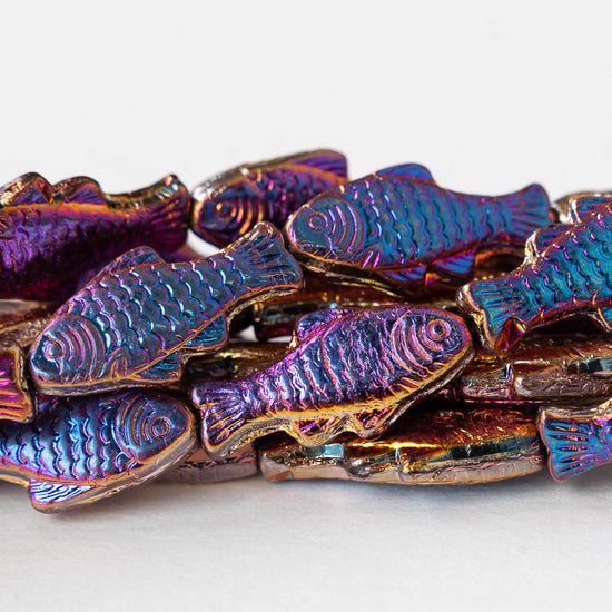 Glass Fish Beads - Iridescent Iris Mix - 6