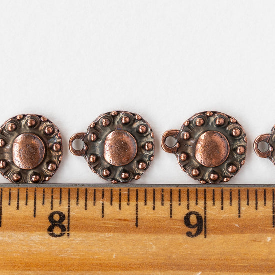 13.5mm Metal Coin Pendant - Antique Copper - 2, 6, or 12 pendants