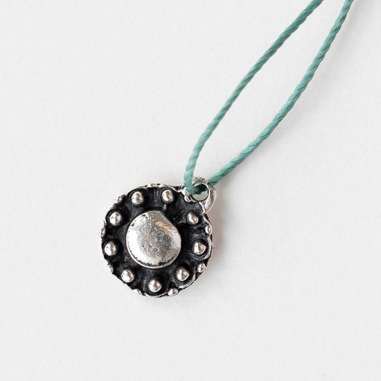 13.5mm Metal Coin Pendant - Antique Silver - 2, 6, or 12 pendants