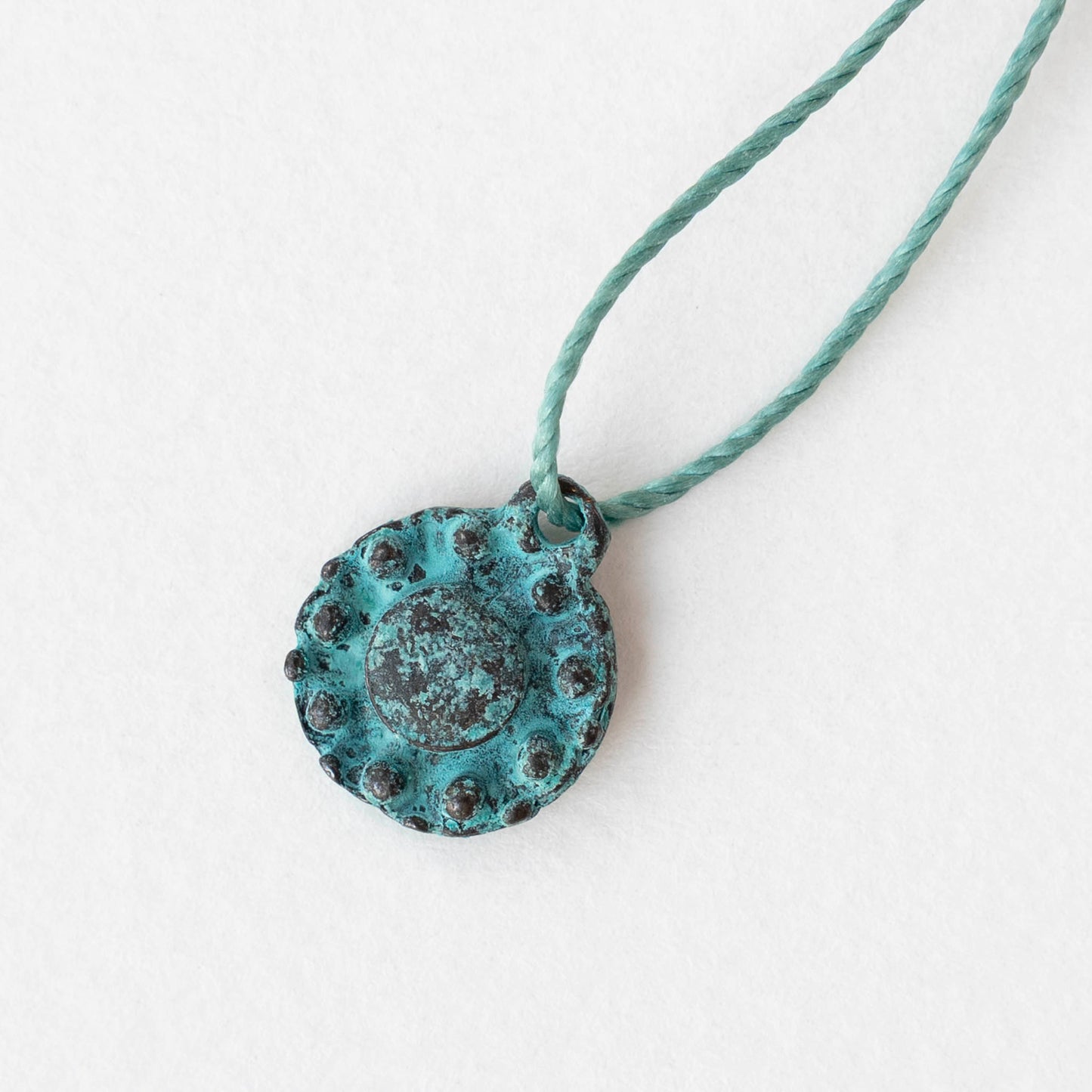 13.5mm Metal Coin Pendant - Copper Patina - 2, 6, or 12 pendants