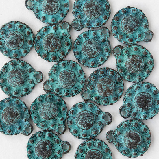 13.5mm Metal Coin Pendant - Copper Patina - 2, 6, or 12 pendants
