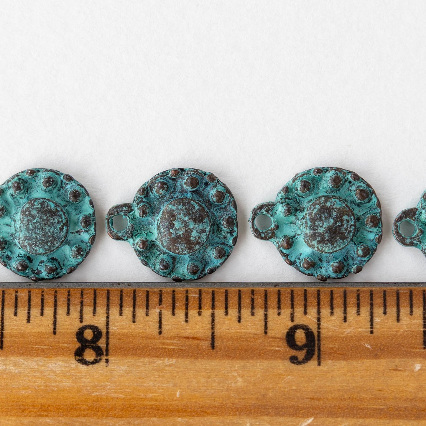 13.5mm Metal Coin Pendant - Copper Patina - 2, 6, or 12 pendants
