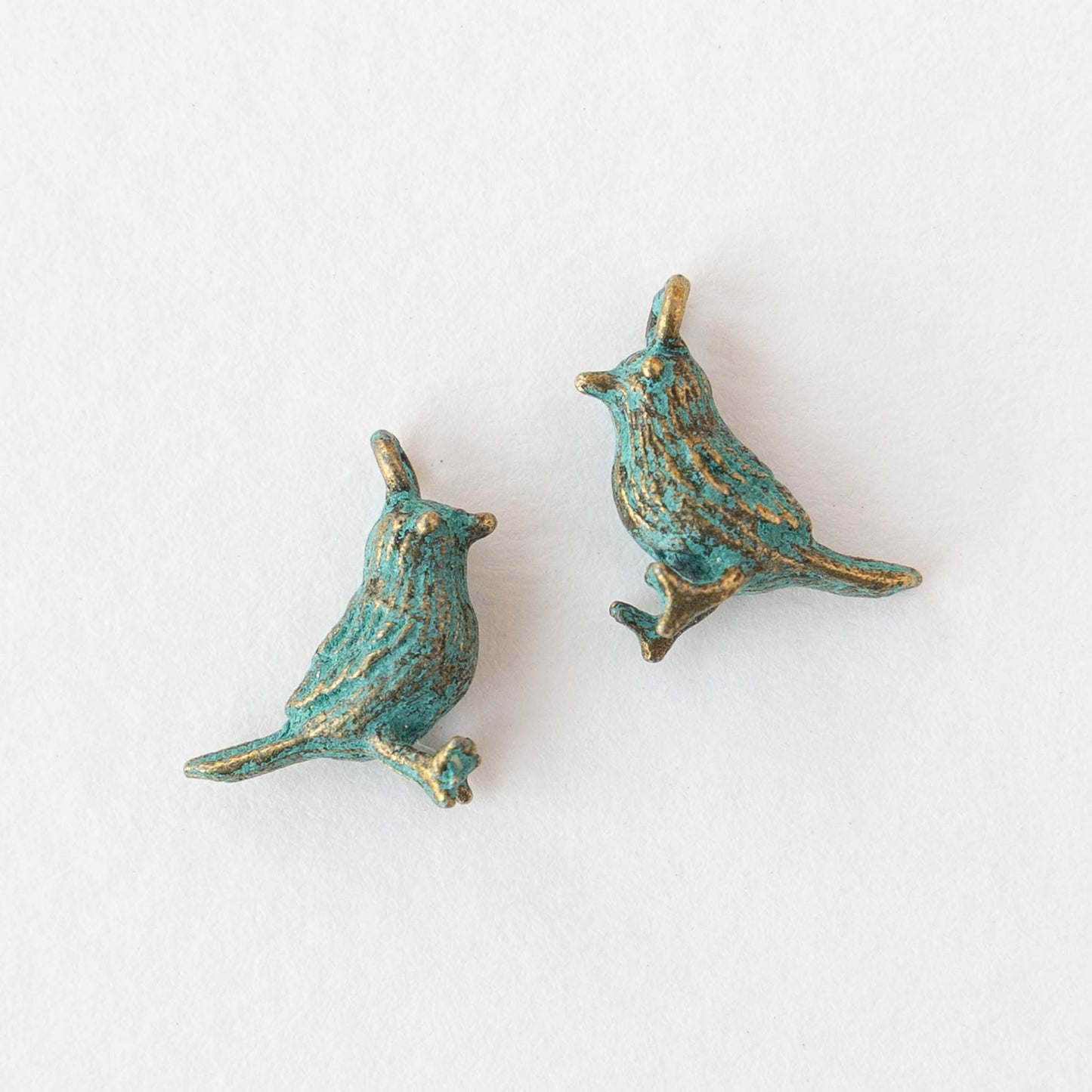 13mm Bird Pendant - Brass Patina - 4 birds