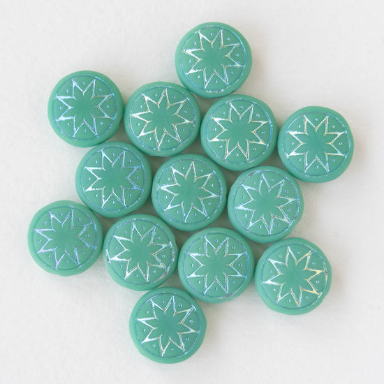13mm Star of Ishtar  - Mint with AB Finish - Choose Amount