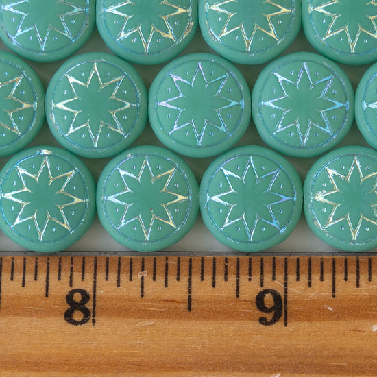 13mm Star of Ishtar  - Mint with AB Finish - Choose Amount