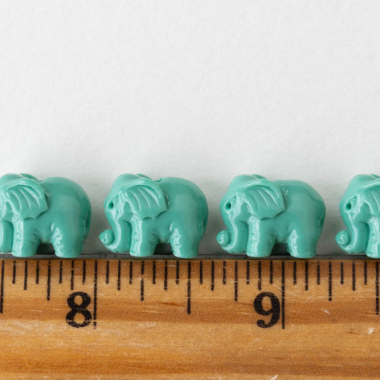 Elephant Beads - Resin - Opaque Turquoise - 6 Beads