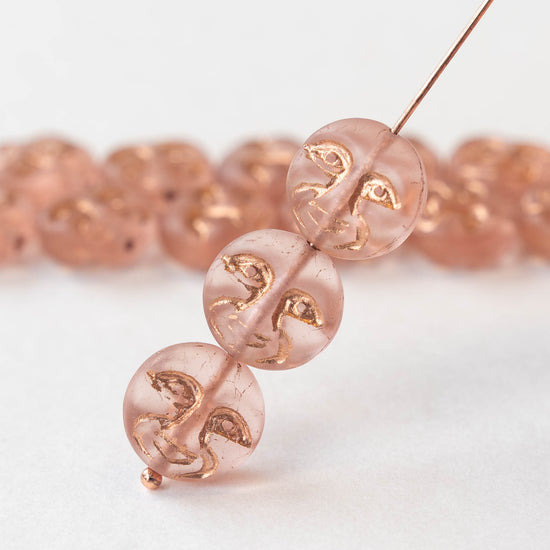 13mm Full Moon Coin Beads - Peach with Copper - 15 beads