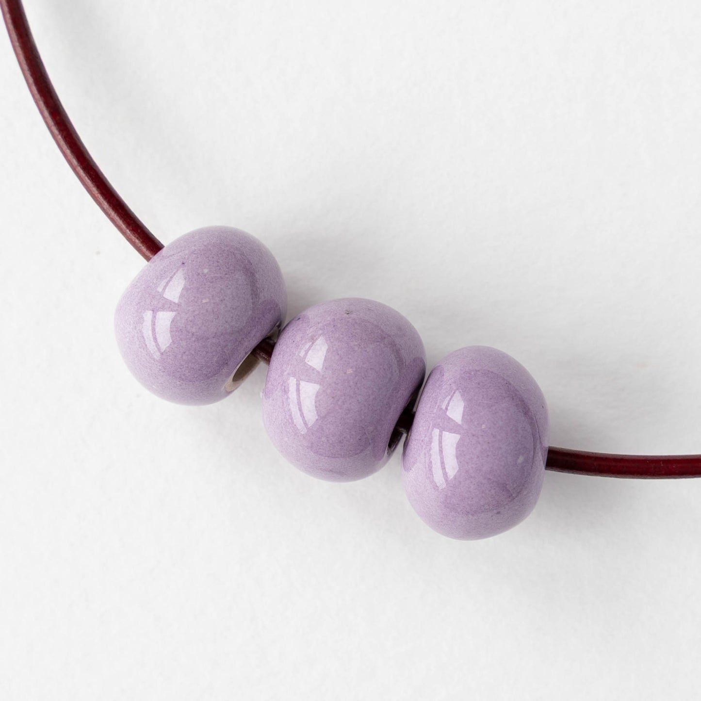 10-13mm Glazed Ceramic Round Beads - Lavender - 6 or 18 beads