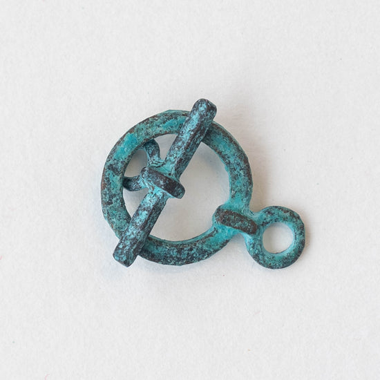 13mm Green Patina Toggle Clasp - 4 Clasps