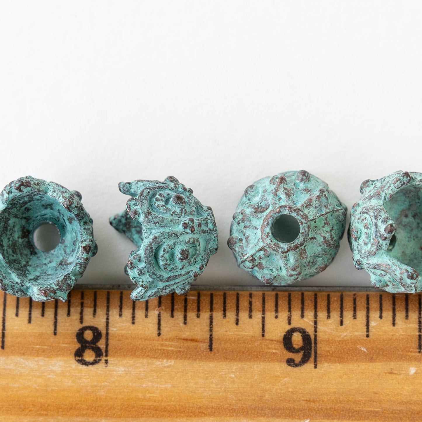 Bead Cap - Green Patina - 2, 6, or 12 beads