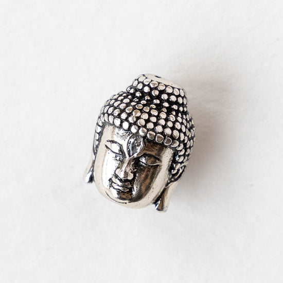 14mm Brass Buddha Bead - Silver Plated - 1 Bead