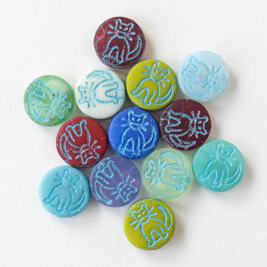 Load image into Gallery viewer, Cat Coin Beads - Color Mix - 15 Beads

