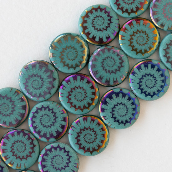14mm Spiral Beads - Seafoam Purple- 8 beads