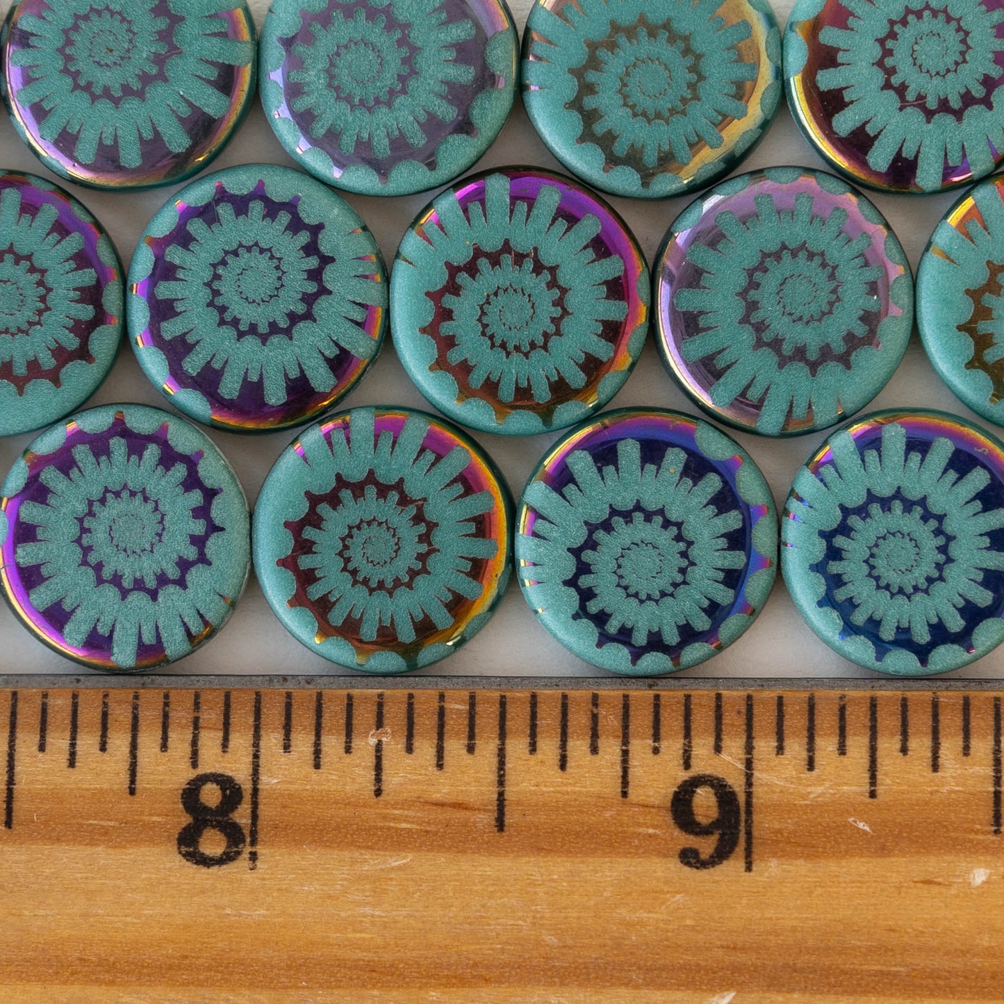 14mm Spiral Beads - Seafoam Purple- 8 beads