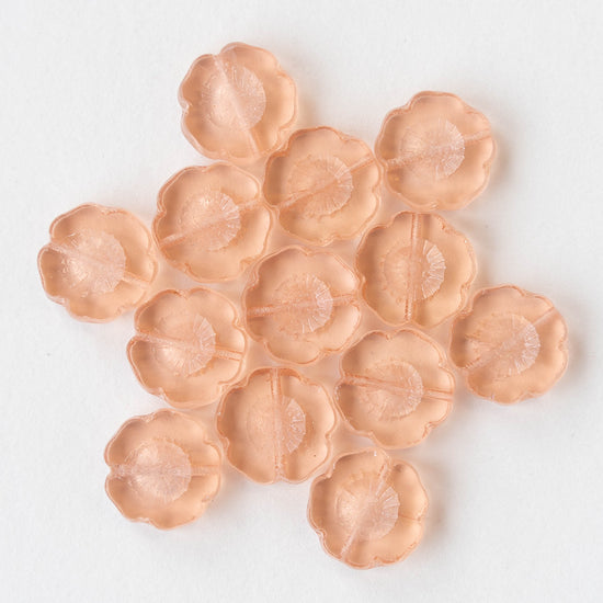 14mm Glass Flower Beads - Pink Rosaline - 10 beads