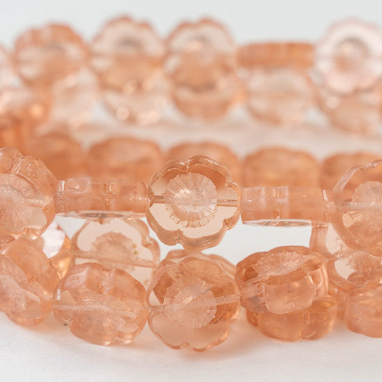 Load image into Gallery viewer, 14mm Glass Flower Beads - Pink Rosaline - 10 beads
